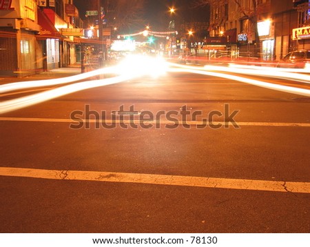 A Long Exposure of a fork in the road in New York City