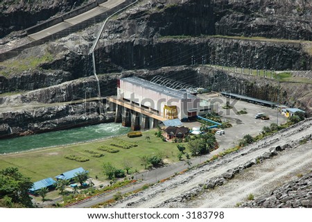 a hydro power station behind a dam