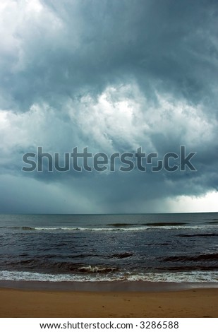 rain / storm at sea side or beach