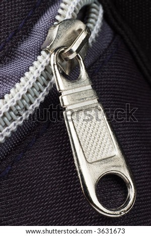 nylon/ metal zip close up on a bag