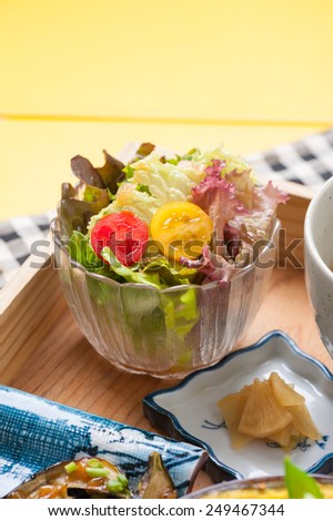 Japanese salad in vegetarian bento set.