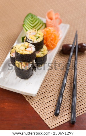 Japanese sushi with basmati rice, Japanese fusion food