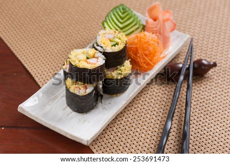 Japanese sushi with basmati rice, Japanese fusion food