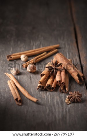 Five spices stewed ingredients with low key scene