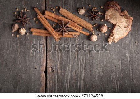 Five spices stewed ingredients with low key scene