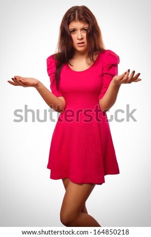 angry young dissatisfied woman haired girl in shirt shorts emotions