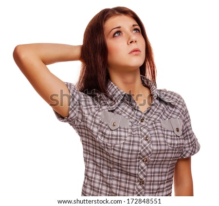 woman brunette girl shows positive sign thumbs yes, shirt shorts isolated large