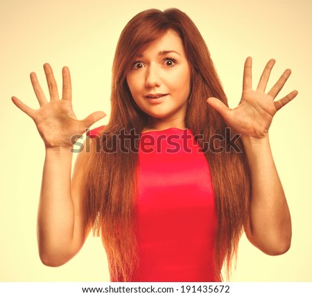 angry girl dissatisfied young woman haired girl emotion isolated on white background gray large cross processing retro