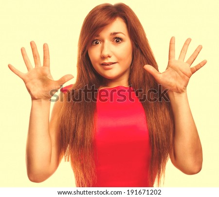 angry girl dissatisfied young woman haired girl emotion isolated on white background large cross processing retro