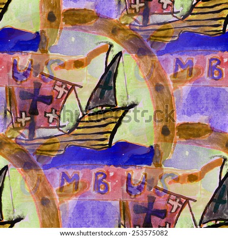 blots yellow ship watercolor painting seamless background