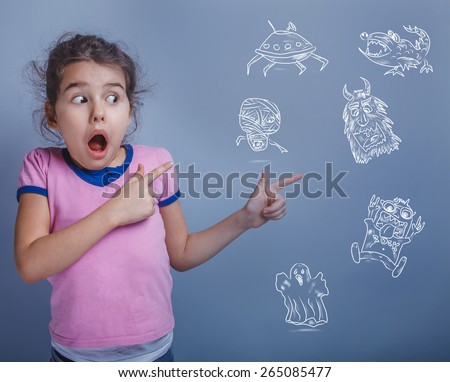 teen girl six years phobia afraid of monsters childish fear infographics on a blue background