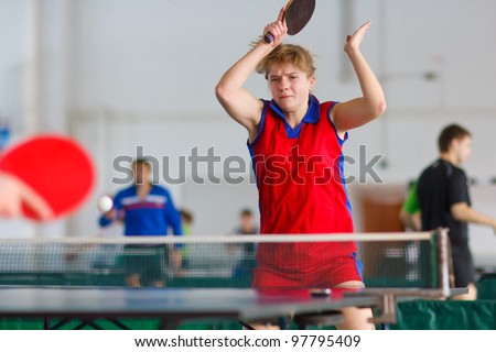 URYUPINSK- RUSSIA - MARCH 17: athlete table tennis, ping-pong, Anna Nesgovorova (pictured), 14 Open Championship of memory Uryupinsk NS Demidenko, Uryupinsk-Russia, March 17 2012.