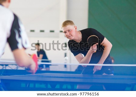URYUPINSK- RUSSIA - MARCH 17: athlete table tennis, ping-pong, Andrew Neushkin (pictured), 14 Open Championship of memory Uryupinsk NS Demidenko, Uryupinsk-Russia, March 17 2012.