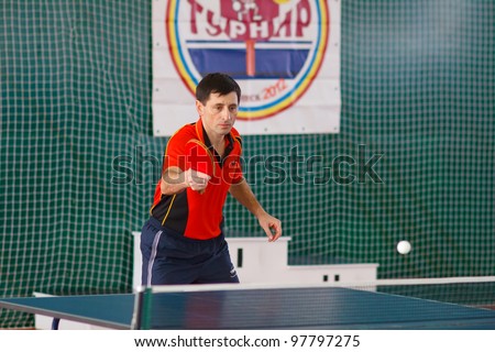 URYUPINSK- RUSSIA - MARCH 17: athlete table tennis, ping-pong, Dmitry Demidenko(pictured), 14 Open Championship of memory Uryupinsk NS Demidenko, Uryupinsk-Russia, March 17 2012.