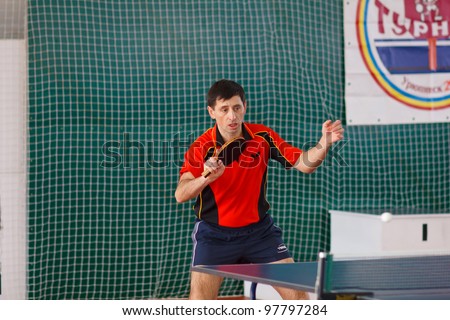 URYUPINSK- RUSSIA - MARCH 17: athlete table tennis, ping-pong, Dmitry Demidenko(pictured), 14 Open Championship of memory Uryupinsk NS Demidenko, Uryupinsk-Russia, March 17 2012.