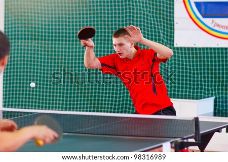 URYUPINSK- RUSSIA - MARCH 17: athlete table tennis, ping-pong, Alexander Kondrashov (pictured), 14 Open Championship of memory Uryupinsk NS Demidenko, Uryupinsk-Russia, March 17 2012.