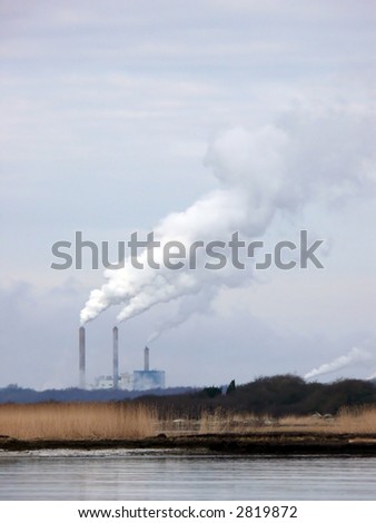 portrait of industry chimney smoke in nature sky