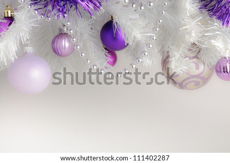 Purple decorations. The picture of Christmas decorations in purple tones.