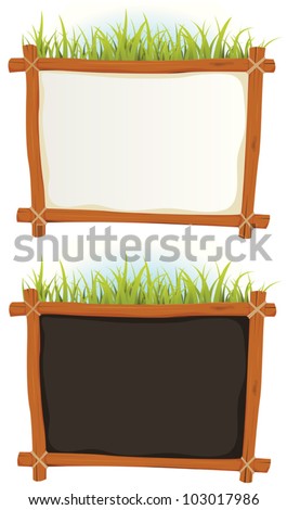 Wood Frame With Sign/ Illustration of a set of two cartoon wood frame