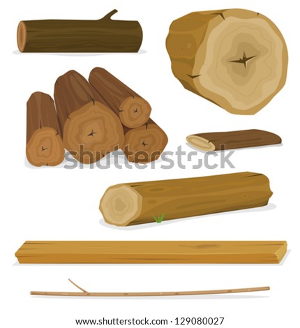 Wood Logs, Trunks And Planks Set/ Illustration Of A Set Of Cartoon Wood
