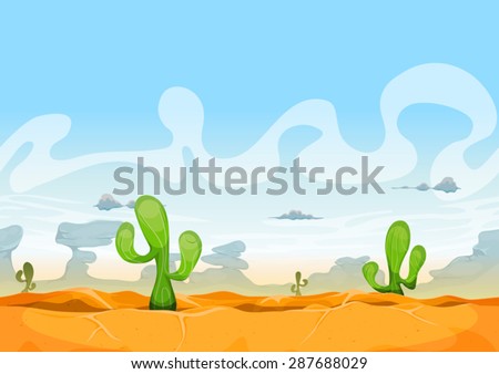 Seamless Western Desert Landscape For Ui Game/\
Illustration of a seamless desert landscape background in the sunshine for ui game