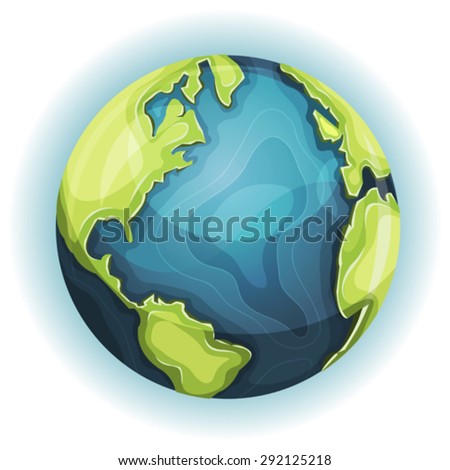 Cartoon Earth Planet\
Illustration of a cartoon design earth planet globe icon with hand drawn schematic continent and ocean frontiers