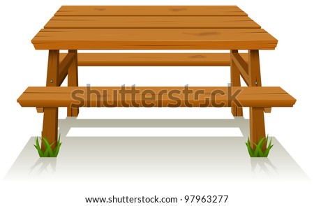 Picnic Wood table/ Illustration of a cartoon wooden picnic table