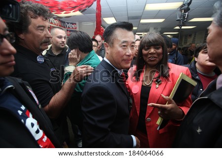SAN FRANCISCO, CALIFORNIA - MAY 7, 2011 - California State Sen. Leland Yee kicks of his campaign for San Francisco mayor in 2011. Yee has been indicted by federal agents on arms trafficking charges.