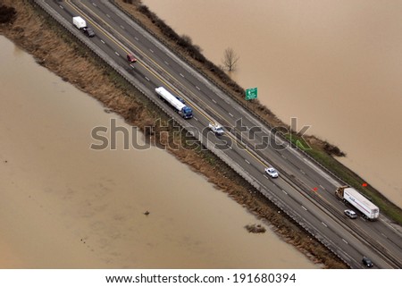 CHEHALIS, WASHINGTON Ã¢Â?Â? JANUARY 9, 2009 Ã¢Â?Â? Washington state flooding is frequent in the farm valleys along Interstate 5.