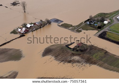 Washington state flooding in the farm valleys along Interstate 5.