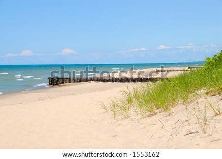 Lake Michigan Shoreline - The shoreline breakers of Lake Michigan at  Warren Dunes State Park in Sawyer, Michigan, USA.
