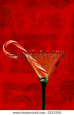 Christmas Cheer- A candy cane in a pretty cocktail glass, ready to pour a drink and toast the holidays.