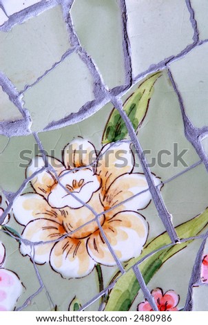 Macro image of ceramic tiles and grout texture for use as an overlay or background