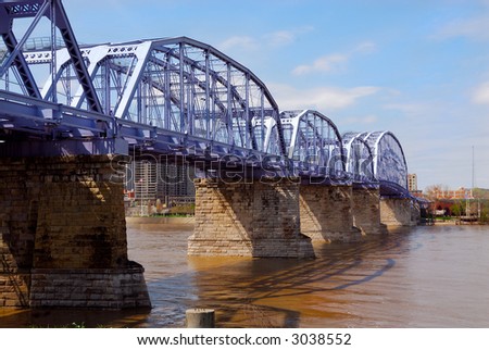 The Newport Southbank Bridge, known as the Purple People Bridge, stretches 2,670 feet over the Ohio River, connecting Kentucky to Cincinnati, Ohio is the longest pedestrian-only bridge in the USA.