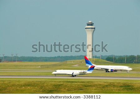 Airplanes Taking Off and Landing In Front Of The Control Tower - Cincinnati Northern KY International Airport, CVG