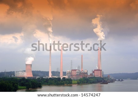A coal plant on the Ohio River near Cincinnati Ohio USA