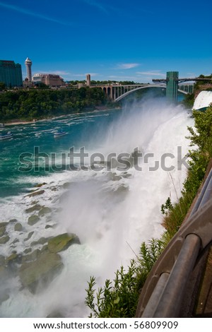 Niagara Falls State Park - View of the observation tower photographed from Luna Island across the American Falls.