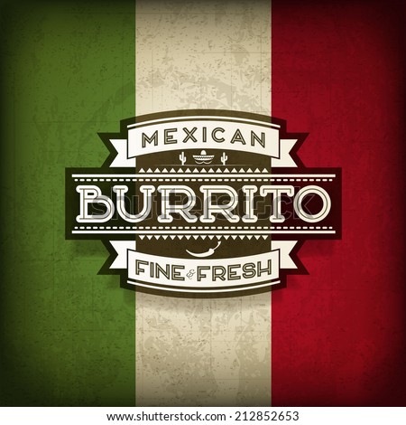 Mexican Burrito Food Vector Label Mexican Burrito Food Vector Label