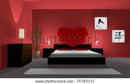 bedroom with a red heart