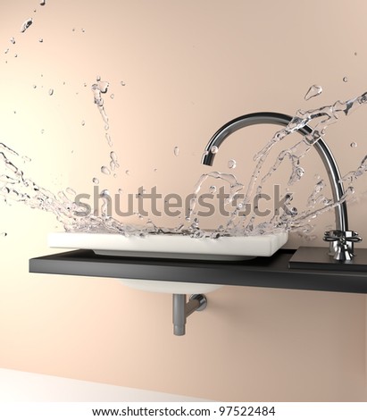 fall of water over a sink