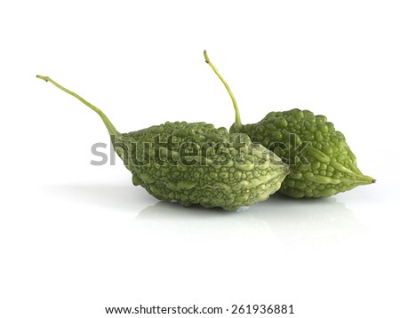 Bitter gourd / Bitter gourd is a kind of wrinkly fruit on white background