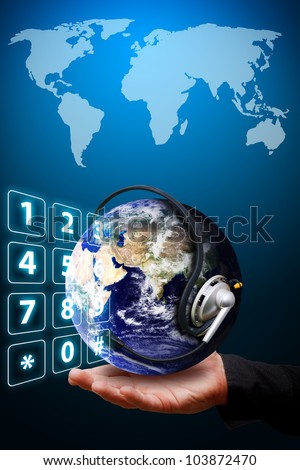 Smart hand hold the world of communication : Elements of this image furnished by NASA