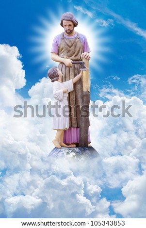 Joseph and Jesus on the heaven : Elements of this image furnished by NASA