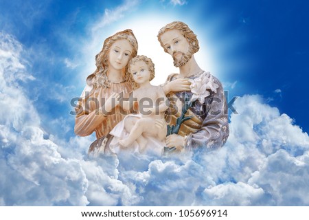 Happy family on heaven : Jesus Mary and Joseph