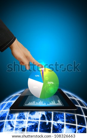 Smart hand touch on 3D graph fro digital touch pad : Elements of this image furnished by NASA