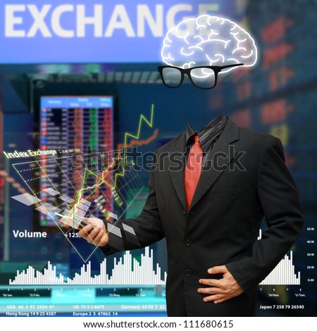 Genius business man and exchange graph data report