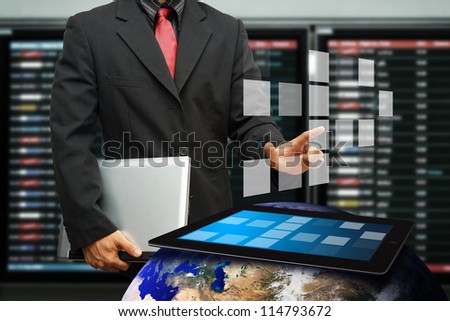 Business man and technology concept : Elements of this image furnished by NASA