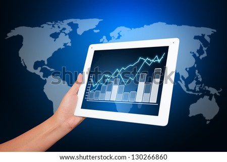 Smart hand press on digital tablet with graph report