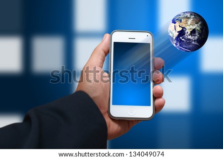 Smart phone and world connect : Elements of this image furnished by NASA