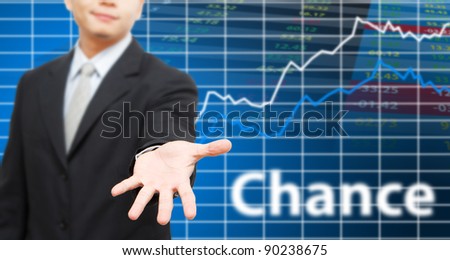 Smile Business hand give some Chance with high graph
